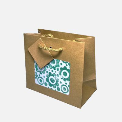 Geschenktasche "Gr&uuml;ne Blumen" selbst bedruckt- klein