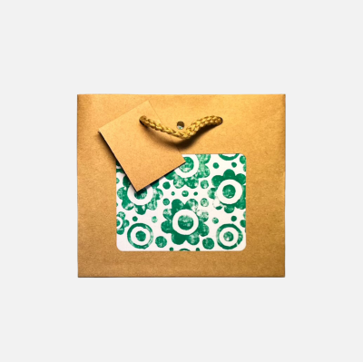 Geschenktasche "Gr&uuml;ne Blumen" selbst bedruckt- klein