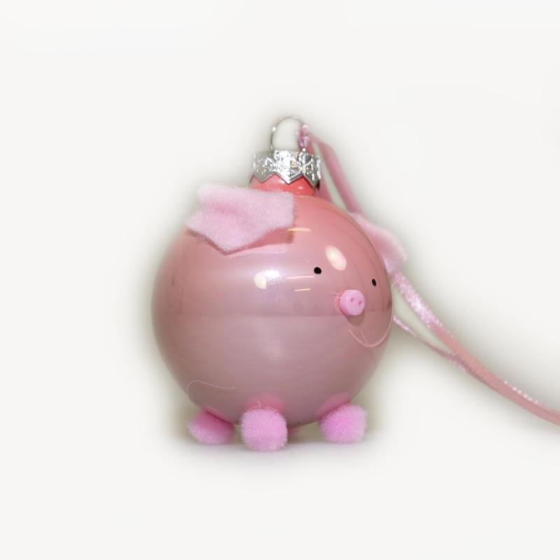 Christbaumkugel Glücksschwein glänzend