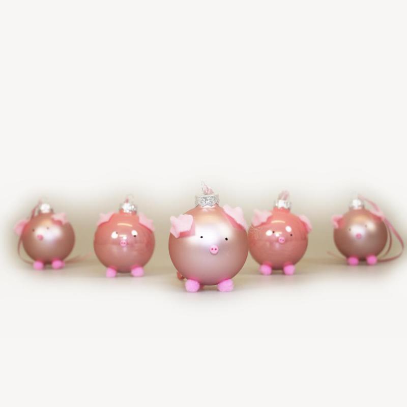 Christbaumkugel Glücksschwein glänzend