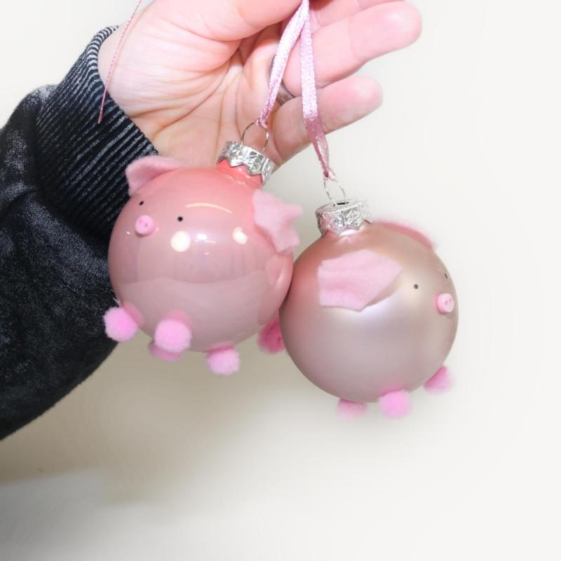 Christbaumkugel Glücksschwein glänzend