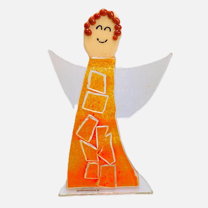 stehender Glasengel orange