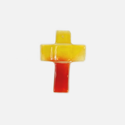 Kreuz aus Glas, gelb