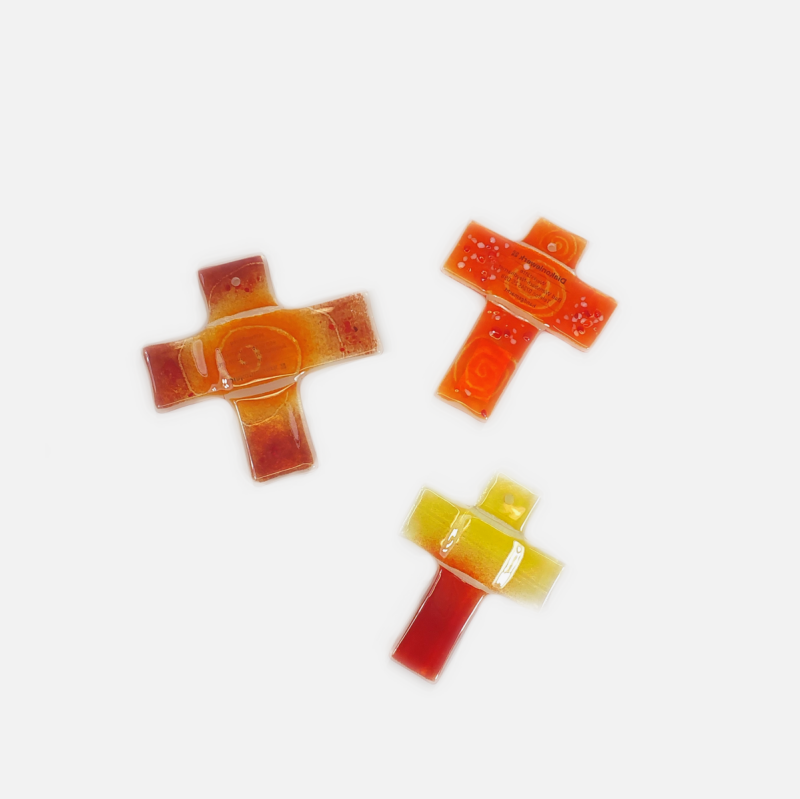 Kreuz aus Glas, gelb